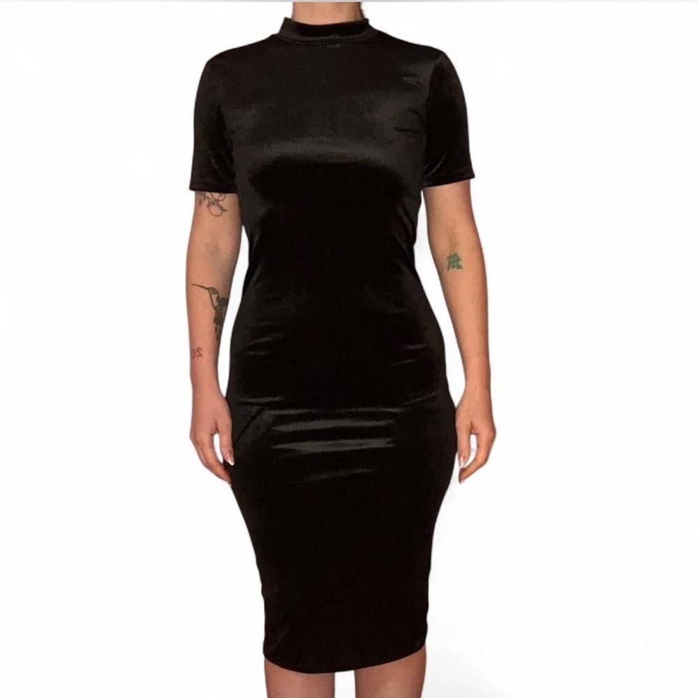 Zara black velvet midi dress - Picture 2 of 5